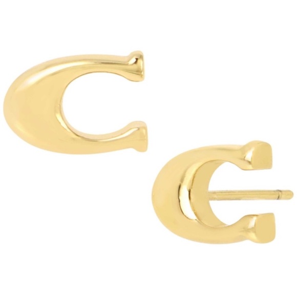 COACH Signature C Stud gold Earrings - Picture 1 of 3